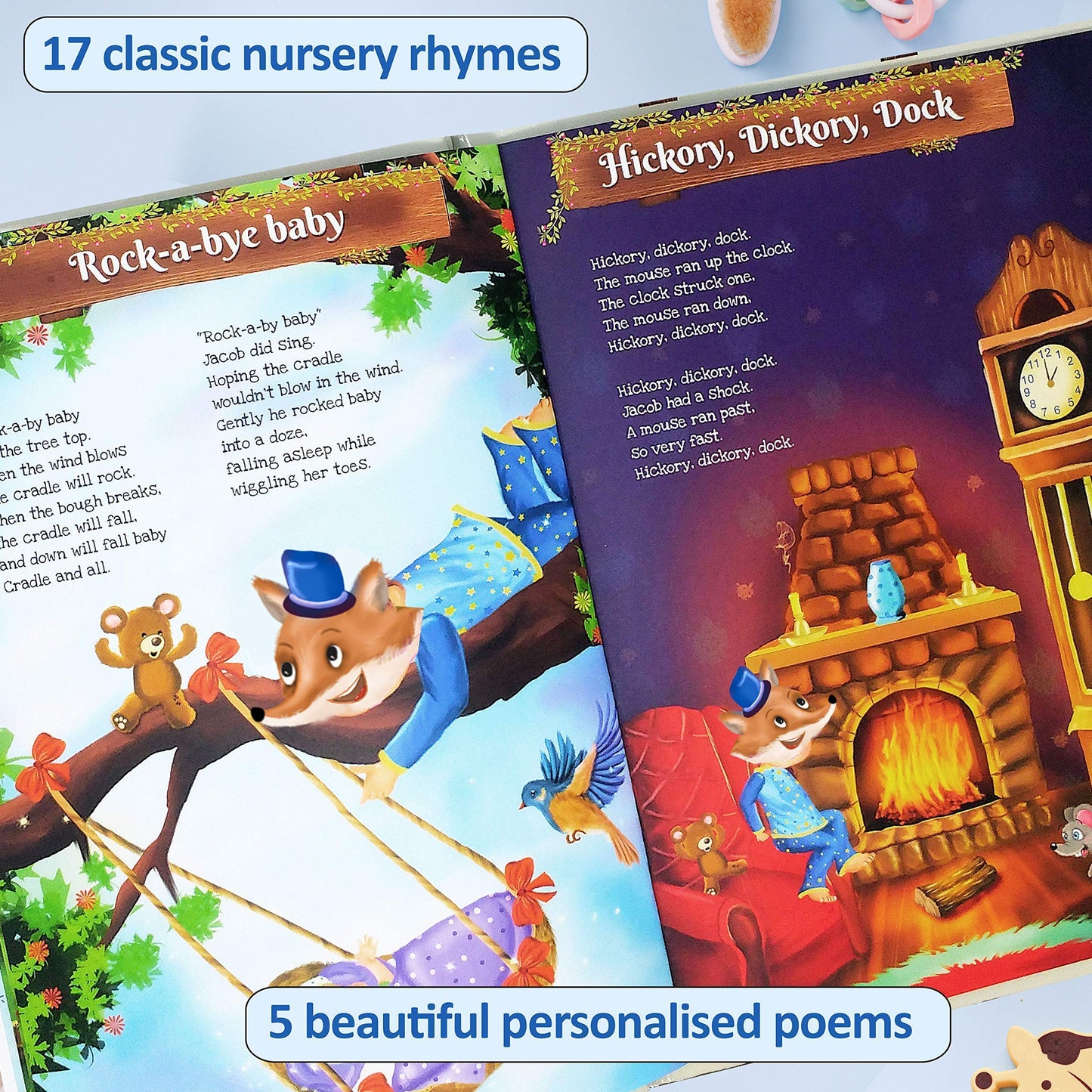 Book of Personalised Nursery Rhymes and Modern Poems for Baby and Child - Birthday, Baptism Gift