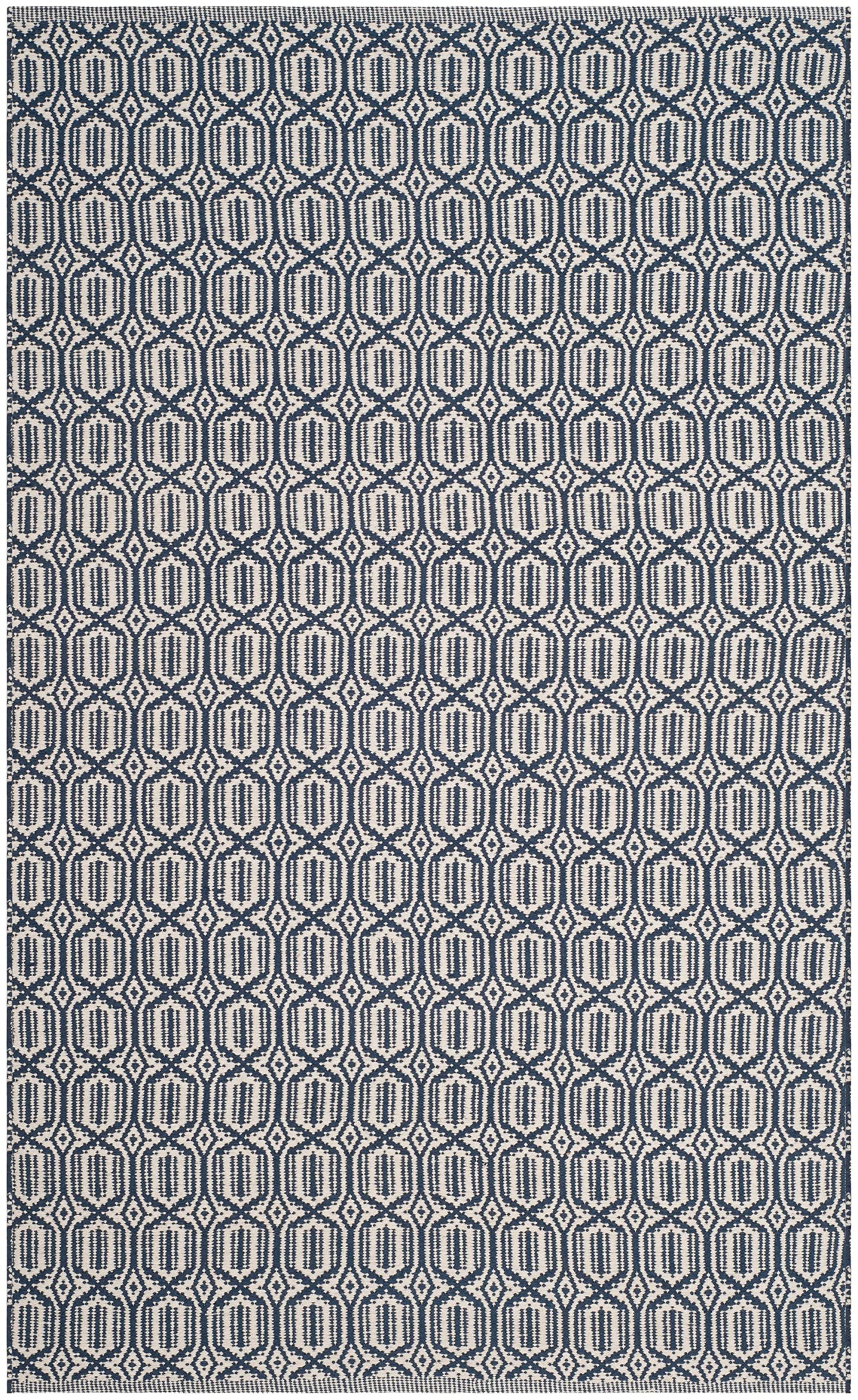 SAFAVIEH Montauk Collection Accent Rug - 4' x 6', Ivory & Navy, Handmade Flat Weave Boho Farmhouse Cotton, Ideal for High Traffic Areas in Entryway, Living Room, Bedroom (MTK333B)