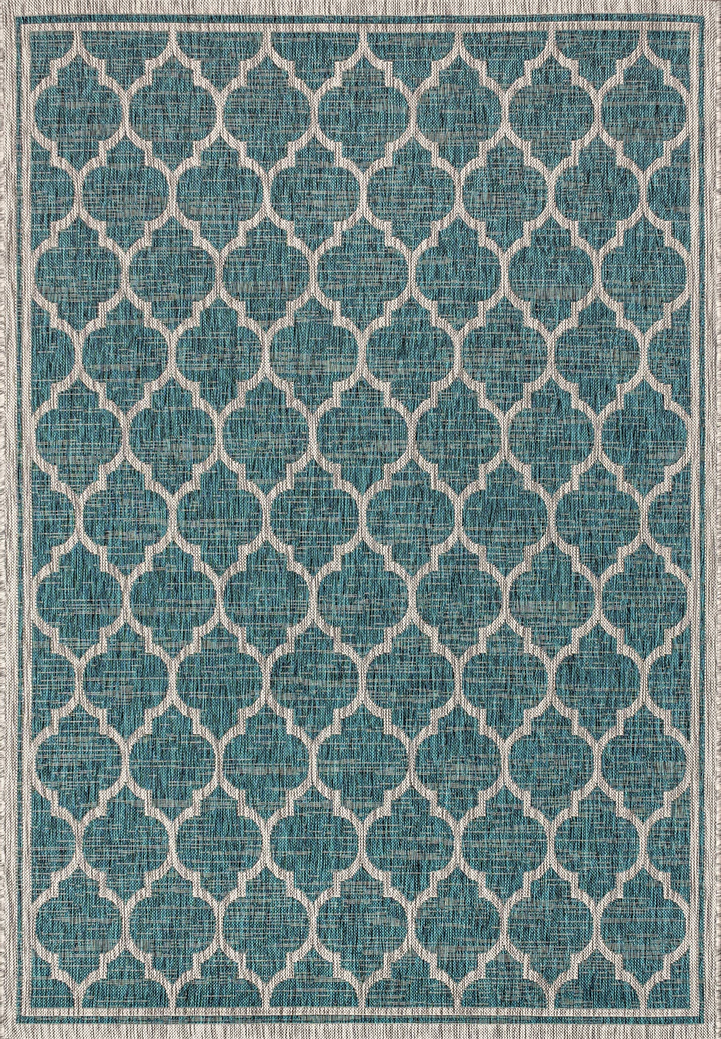 JONATHAN Y Moroccan Trellis Indoor Outdoor Area Rug 8X10 Teal/Gray, Trebol Textured Weave for Backyard, Patio, Porch, Easy-Cleaning, High Traffic, Pet-Friendly, Non-Shedding (SMB109E-8)