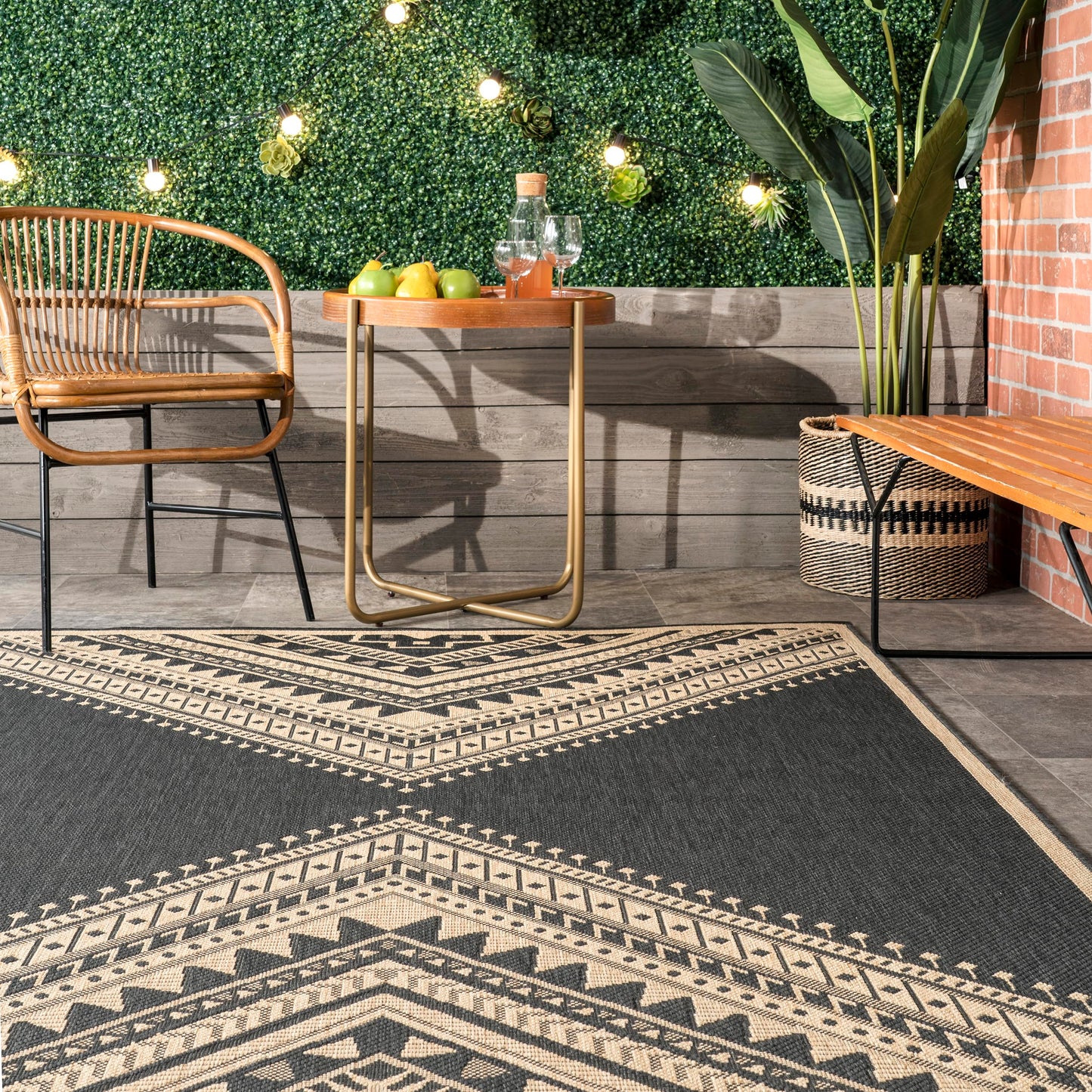 Nuloom Outdoor Performance Collection Landry Charcoal/Ivory, 4' x 6', Soft, High Traffic, Stain Resistant, Easy Clean, Durable Area Rug for Indoor/Outdoor Patio, Deck, Porch, Garden, Courtyard