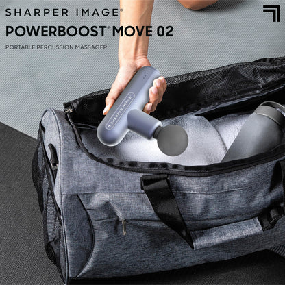 Sharper Image Percussion Massage Gun, Powerboost Move, Lightweight & Portable, 4 Attachments, 4 Speeds, Full Body Back & Shoulder Massager for Deep Tissue Muscle Recovery, Pain Relief & Soreness