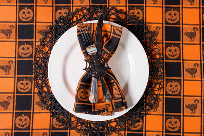 DII Halloween Party Tabletop Decor, Reusable & Machine Washable Cotton Fabric, Tablecloth, 60x84, Orange & Black Buffalo Check