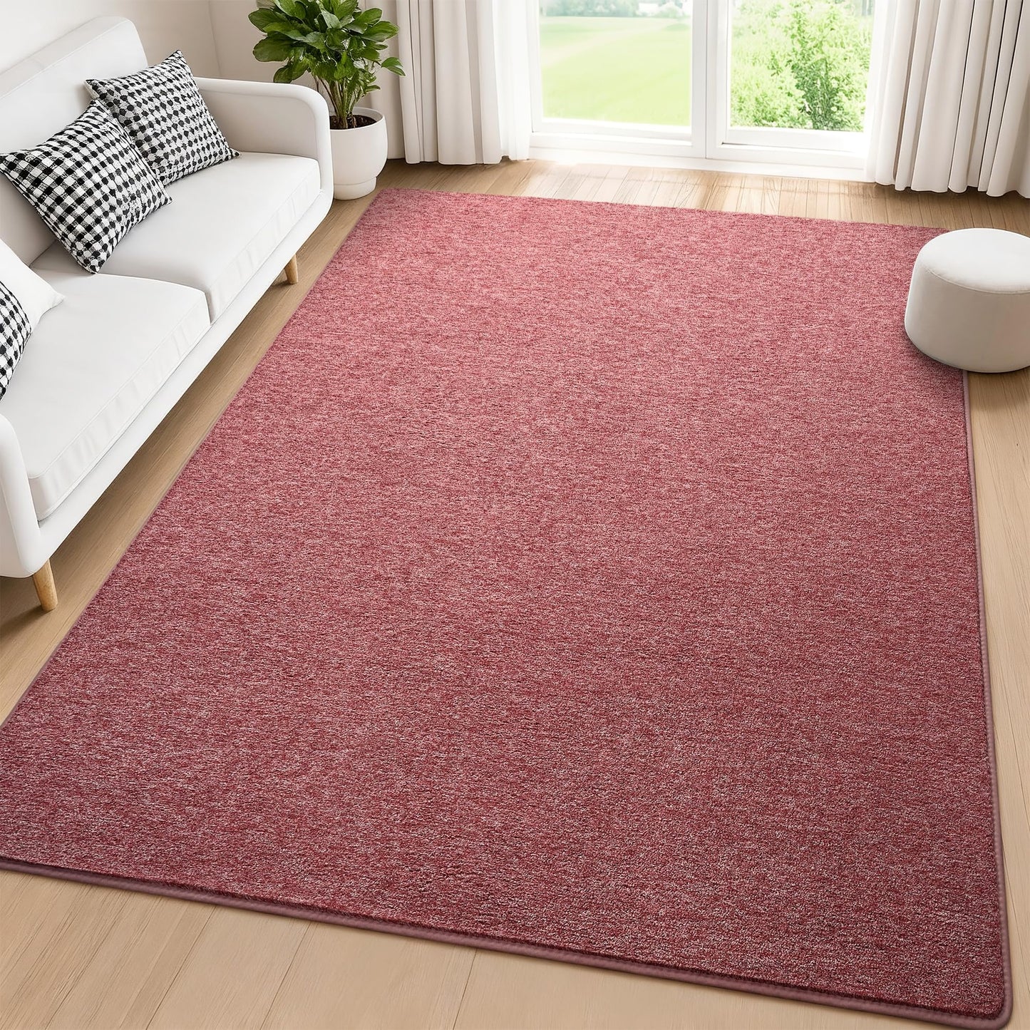 Tepook Soft Rugs for Living Room Bedroom, 6x9 Red and White Modern Washable Non-Slip Area Rug, Indoor Memory Foam Carpets for Boys Girls Room Home Decor