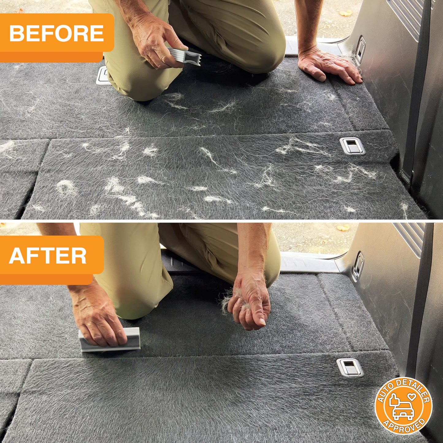 FurDozer X3 PRO Pet Hair Remover & Auto Detailing Tool - Cat & Dog Hair Remover for Carpets, Car Interiors, Couches, Bedding, & Furniture - Reusable Pet Hair Removal Tool for Dog Fur & Lint, 5", Grey