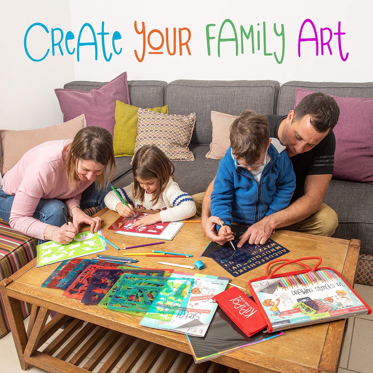 Kipipol 63 Pcs Drawing Stencils for Kids Ages 4-8 - 8-12 and Up - Arts and Crafts for Girls and Boys - Kids Drawing kit - Arts Set- 15 Art Stencils, 260+ Designs -Scratch Art- Creativity Gifts & Toys