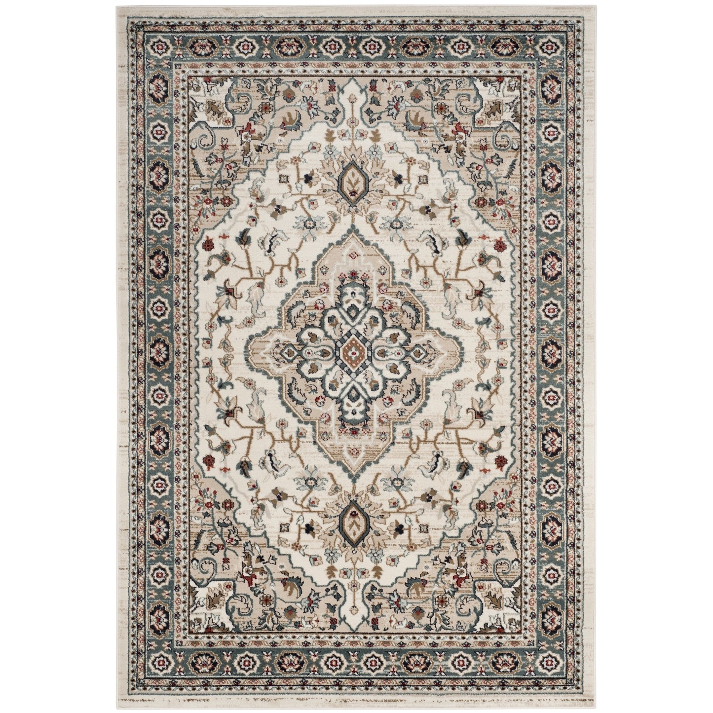 SAFAVIEH Lyndhurst Collection Area Rug - 8' x 10', Cream & Beige, Traditional Oriental Design, Non-Shedding & Easy Care, Ideal for High Traffic Areas in Living Room, Bedroom (LNH338B)