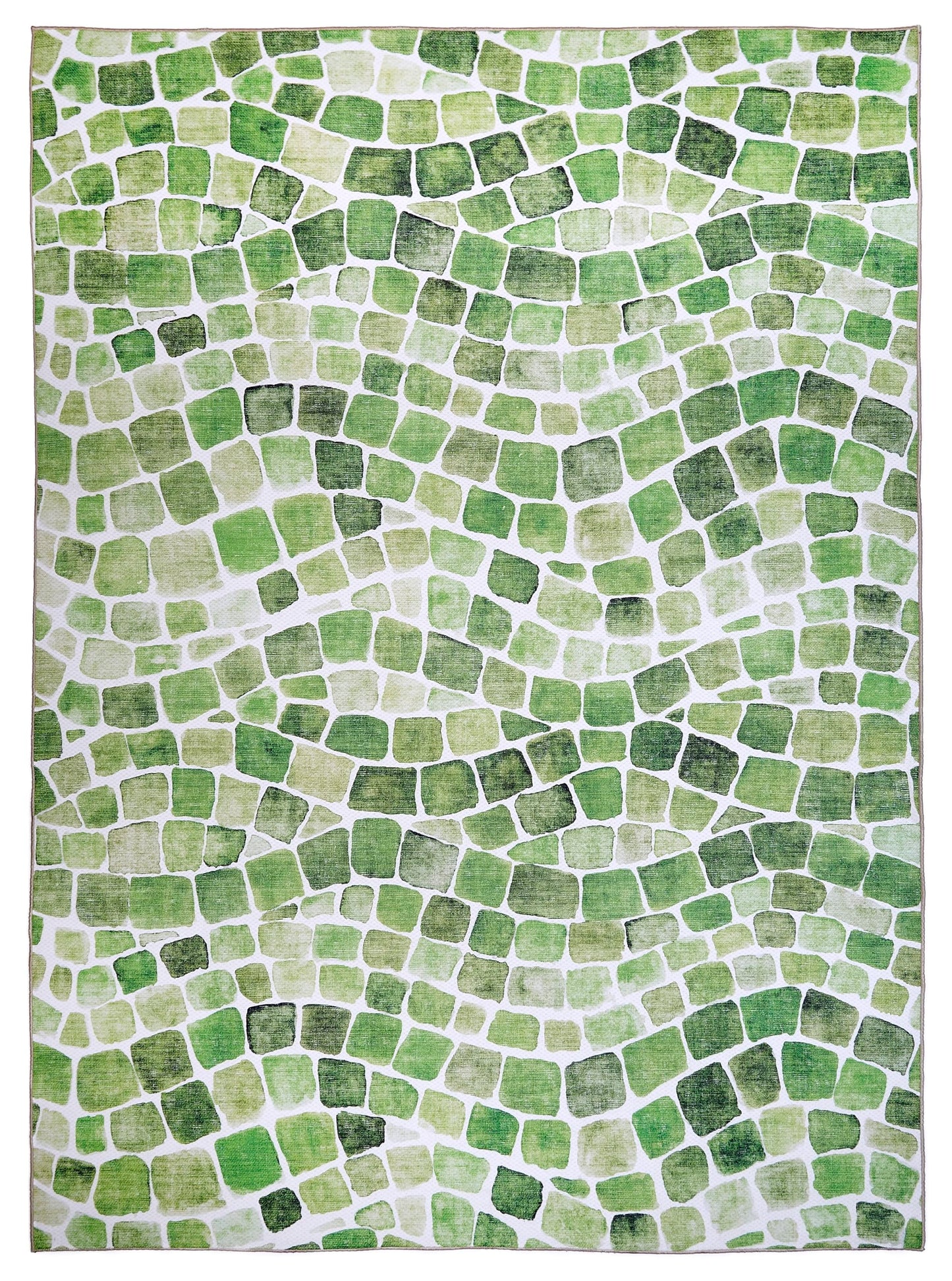 ReaLife Rugs Machine Washable Indoor Outdoor - Mat Rug Foldable Printed Thin Lightweight Cushioned Fade Resistant Patio Deck Dock Porch Pool Balcony Camping - Emery - Green 4' x 6'