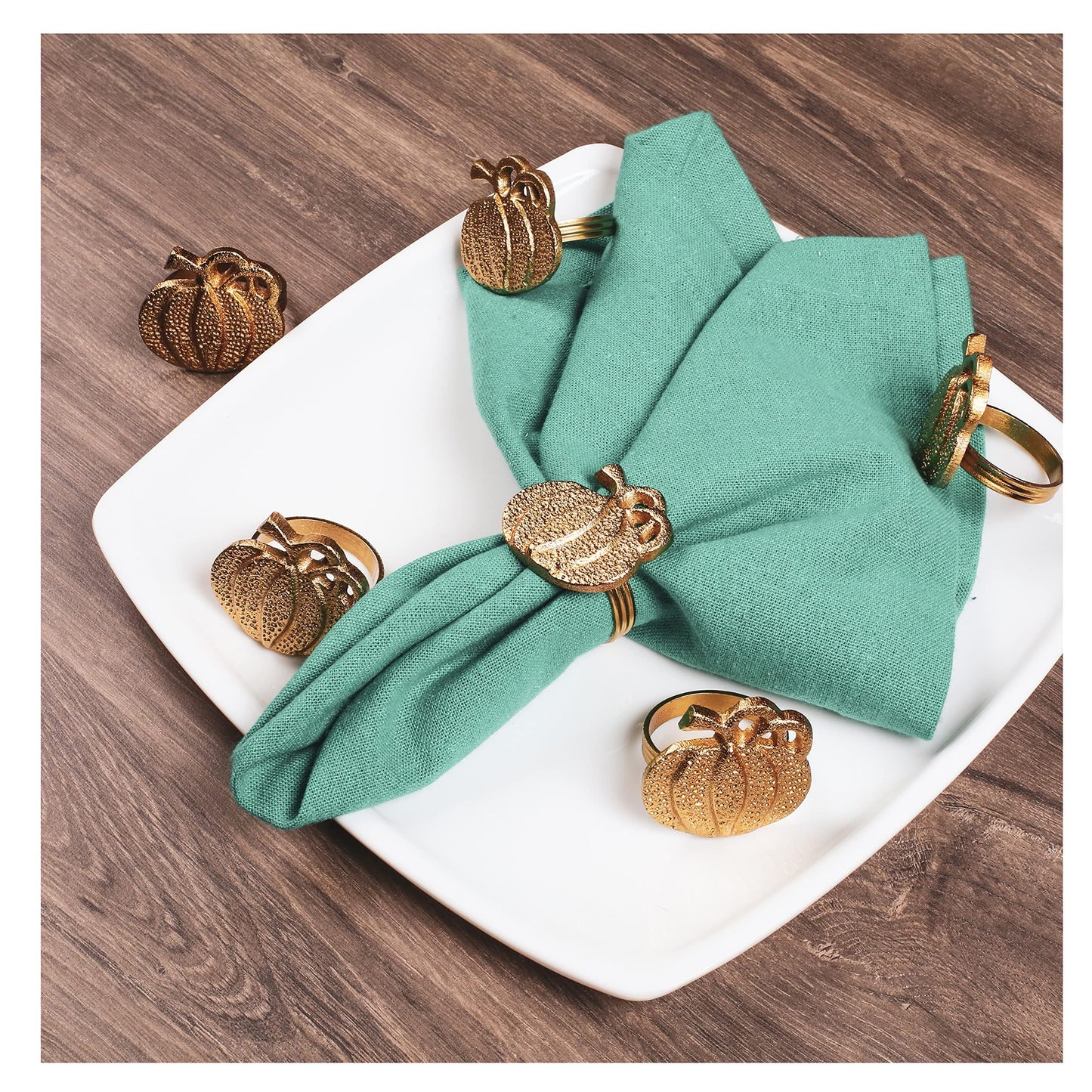 Set of 12 Decorative Metal Napkin Ring - Antique Copper Pineapple Lightweight Napkin Rings - Table Accents for Elegant Dining, Weddings & Everyday Celebrations (Gold)- ALPHA Living HOME