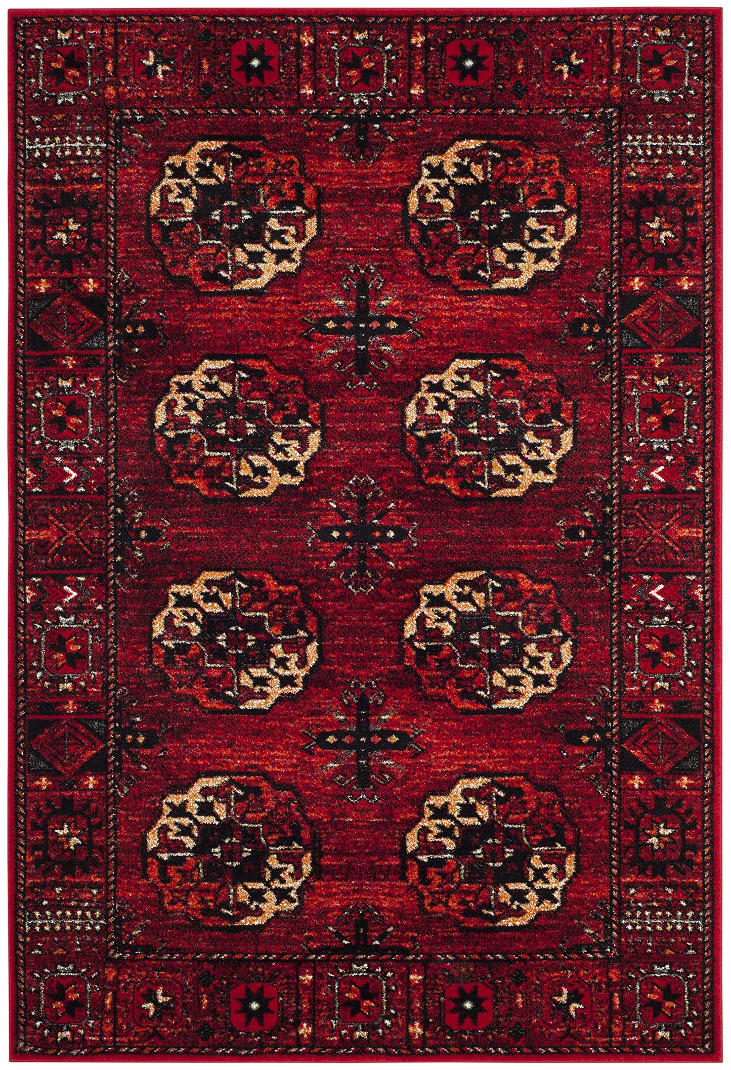SAFAVIEH Vintage Hamadan Collection Area Rug - 6'7" x 9', Red & Multi, Oriental Traditional Persian Design, Non-Shedding & Easy Care, Ideal for High Traffic Areas in Living Room, Bedroom (VTH212A)
