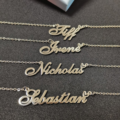 A168A Juan Custom Name Necklace Customized Personalized Plated Name Necklace for Mother Daughter Christmas New Year Silver