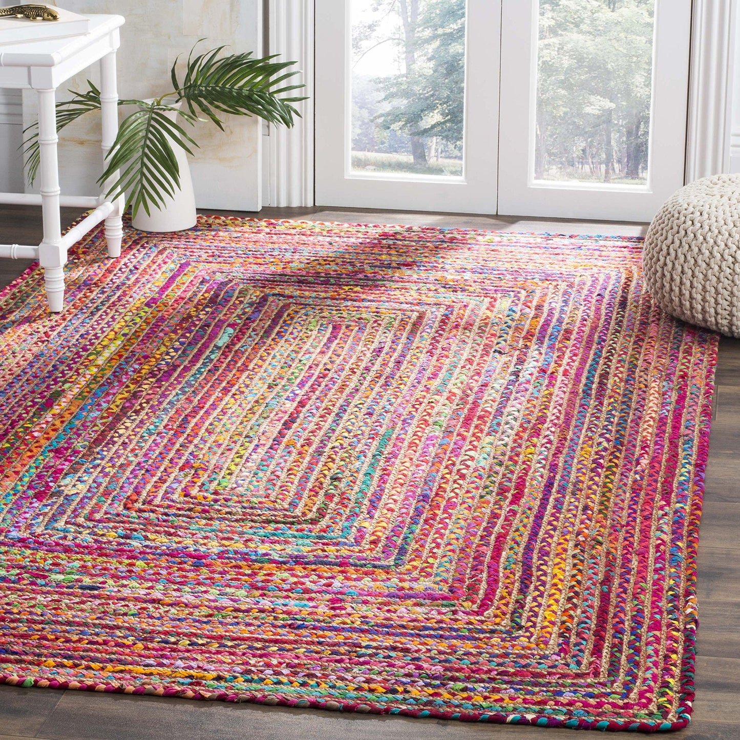 SAFAVIEH Area Rug 3x5 - Cape Cod Collection - Red & Multi, Handmade Jute & Cotton, Woven Braided Design (CAP202A)