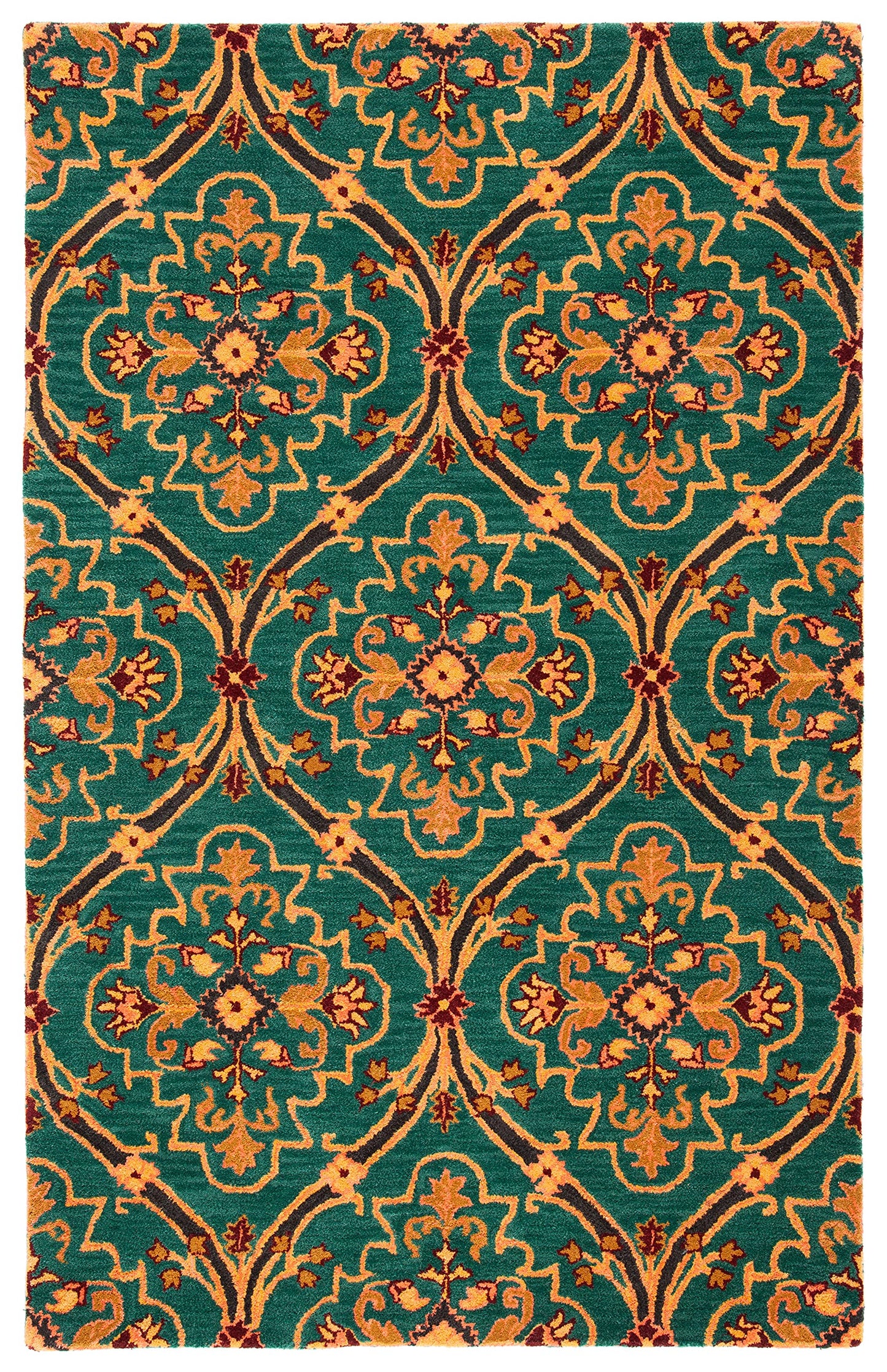 SAFAVIEH Heritage Collection 4' x 6' Green/Orange HG475Y Handmade Traditional Oriental Premium Wool Entryway Living Room Foyer Bedroom Accent Rug