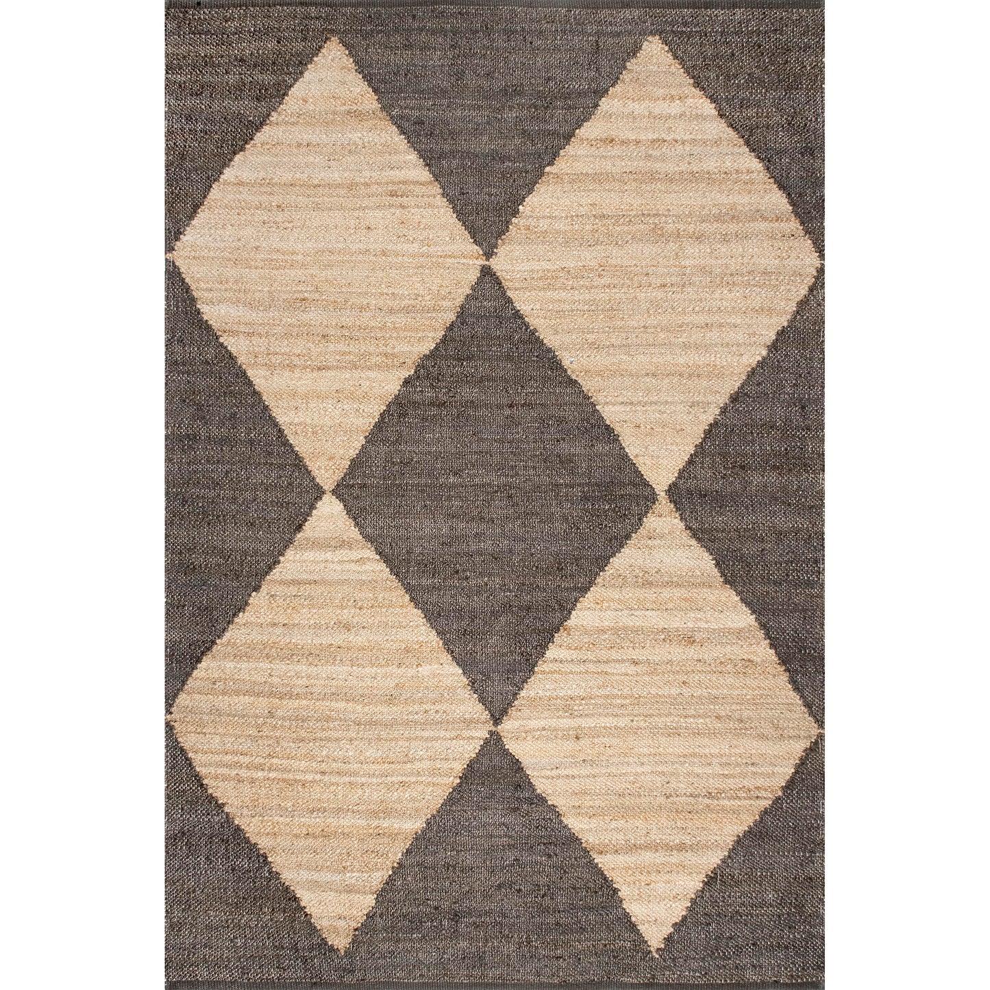 nuLOOM Pandora Diamond Jute Area Rug - 4x6, Global Inspired Black/Ivory Neutral Rug for Dining, Living, Kitchen