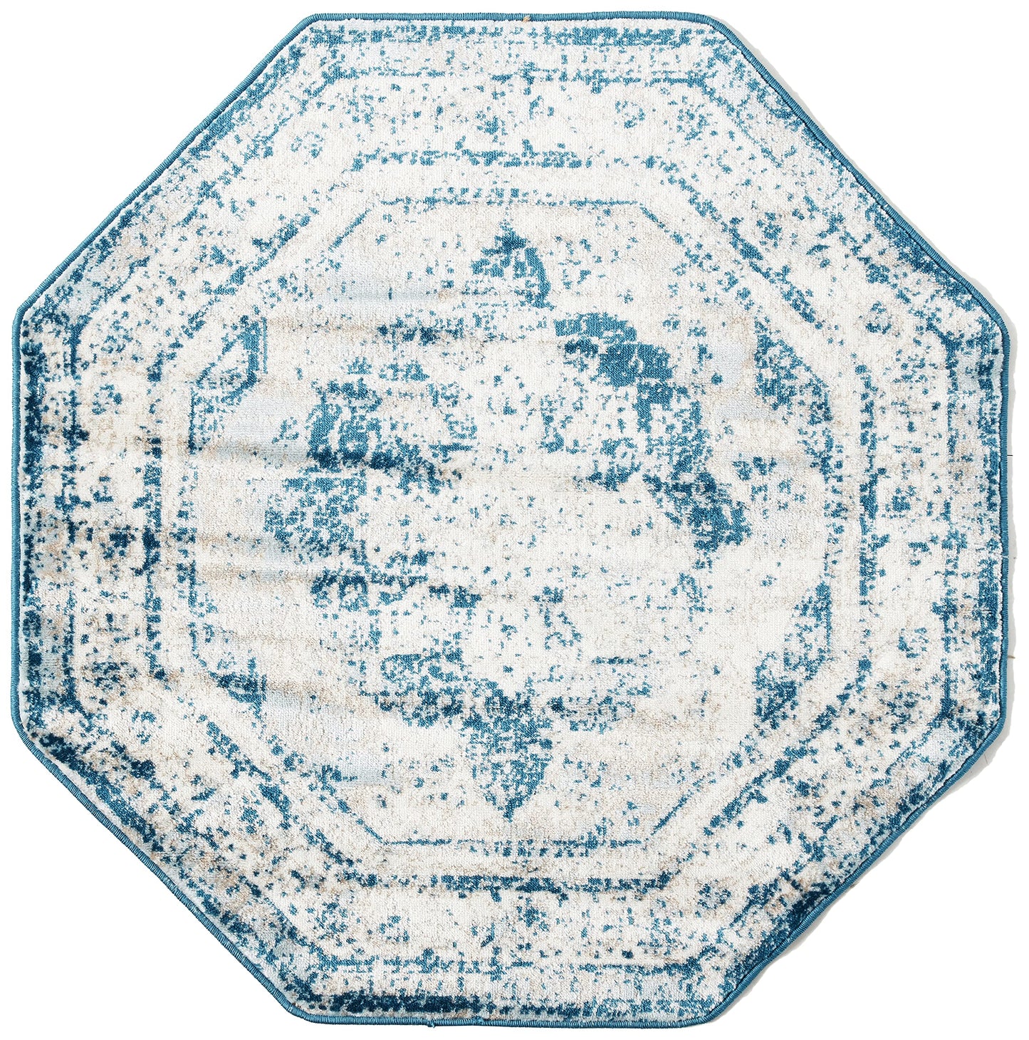 Unique Loom Sofia Collection Area Rug - Salle Garnier (4' Octagon, Blue/ Ivory)