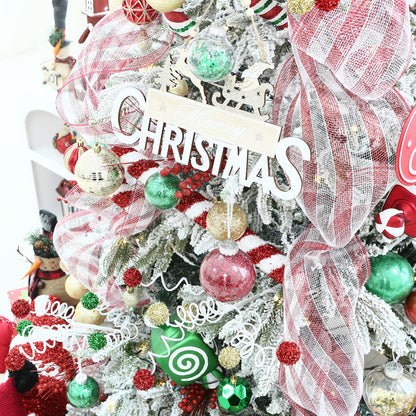 Sea Team 60mm/2.36" Shatterproof Clear Plastic Christmas Tree Ball Ornaments Set, Decorative Hanging Transparent Xmas Baubles with Stuffed Delicate Decorations (30 Counts, Gold, Red, Green)