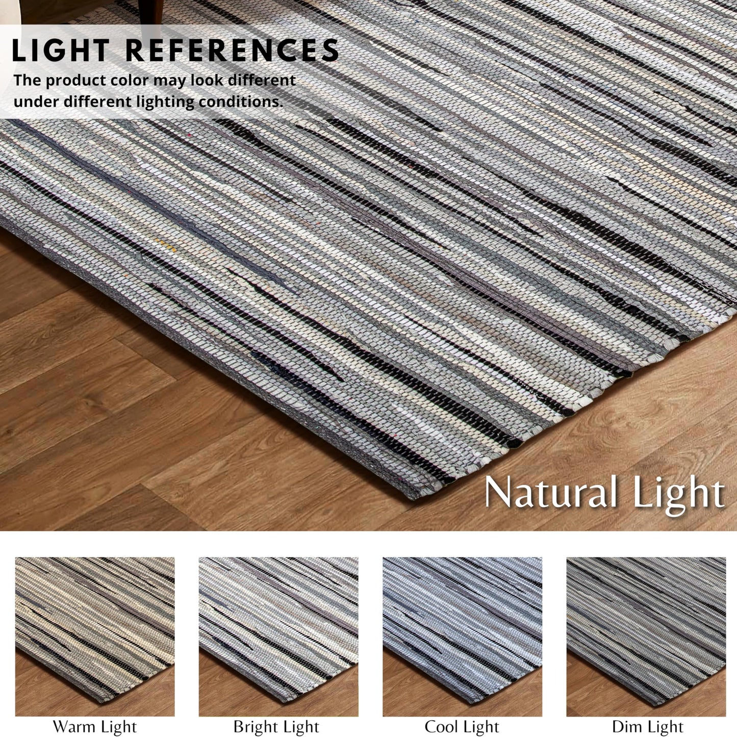 Ramanta Home Hand Woven 100% Cotton Rag Rug 3'x5' - Charcoal, Recycled Rugs, Boho Farmhouse Rugs for Living Room, Dinning Room, Kitchen, Entryway, Bedroom Rug - 36"x60"