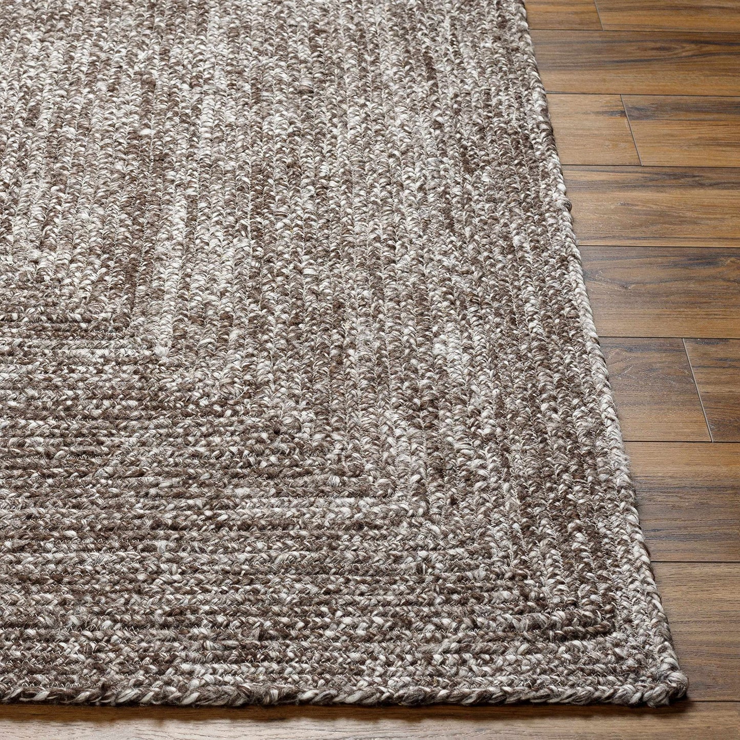 Hauteloom Burgundy Recycled Material Living Room, Bedroom Area Rug - Border Square Abstract Ombre - Contemporary Modern Minimalist Transitional Farmhouse - Gray, Charcoal, Light, Neutral - 5' x 7'6"