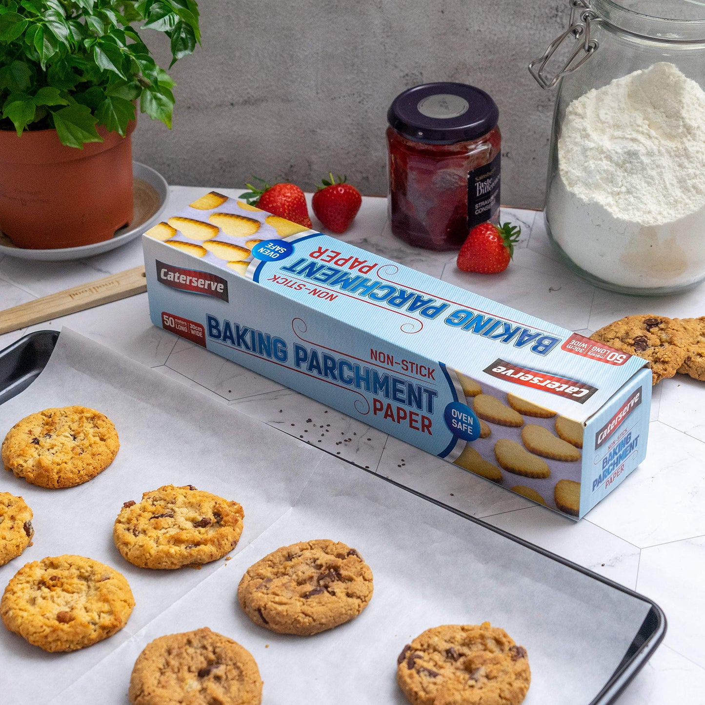 Baking Paper | 50m Baking Parchment Paper | Premium Quality Greaseproof Paper for Kitchen Use,Oven Safe and Food Grade Material | Perfect for Pastries, Catering | by Caterserve