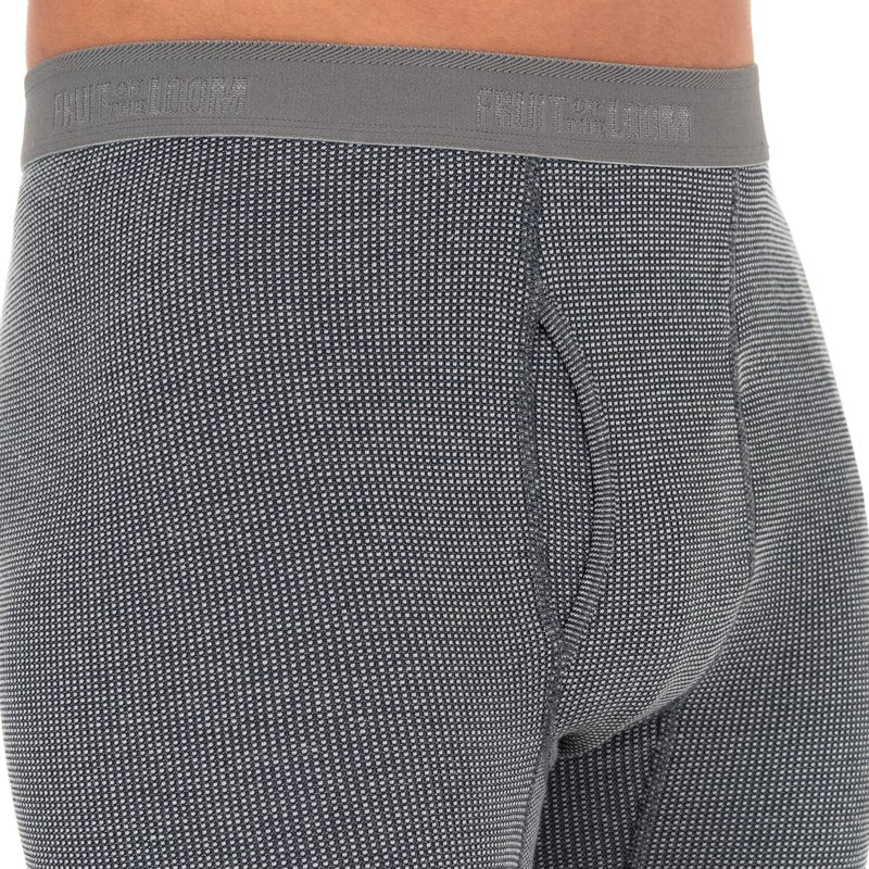 Fruit of The Loom Men's 3-Pack Recycled Waffle Thermal Underwear Bottom, Black/Greystone Heather/Natural, 3X-Large