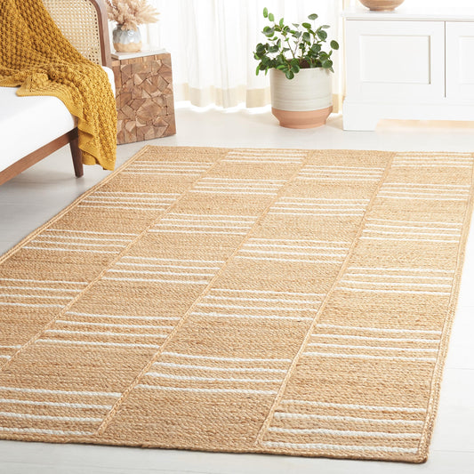 SAFAVIEH Natural Fiber Collection Area Rug - 5' x 8', Natural & Ivory, Flat Weave Geometric Jute, Ideal for The Living Room, Bedroom, Dining Room (NF891A-5)