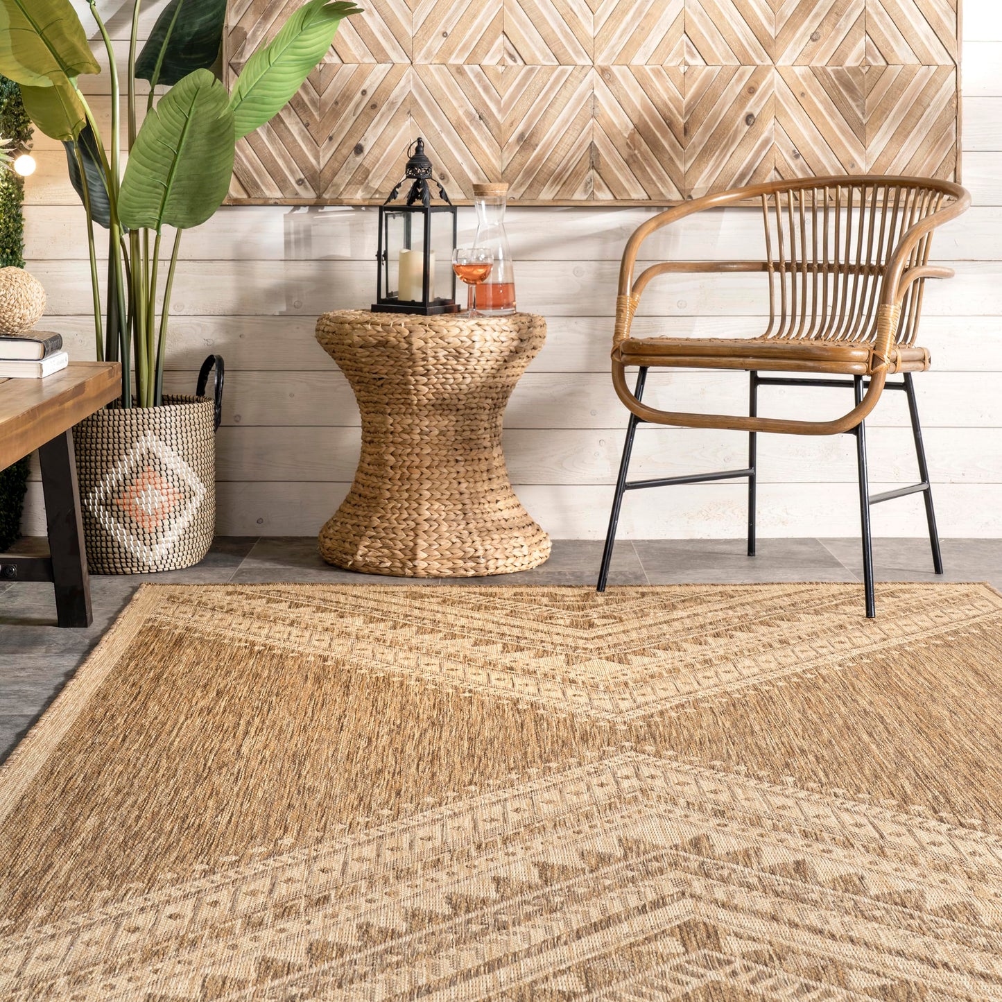 Nuloom Outdoor Performance Collection Landry Brown/Ivory, 2' x 3', Soft and Cozy, High Traffic, Stain Resistant, Easy Clean, Durable Area Rug for Indoor/Outdoor Patio, Deck, Porch, Garden, Courtyard