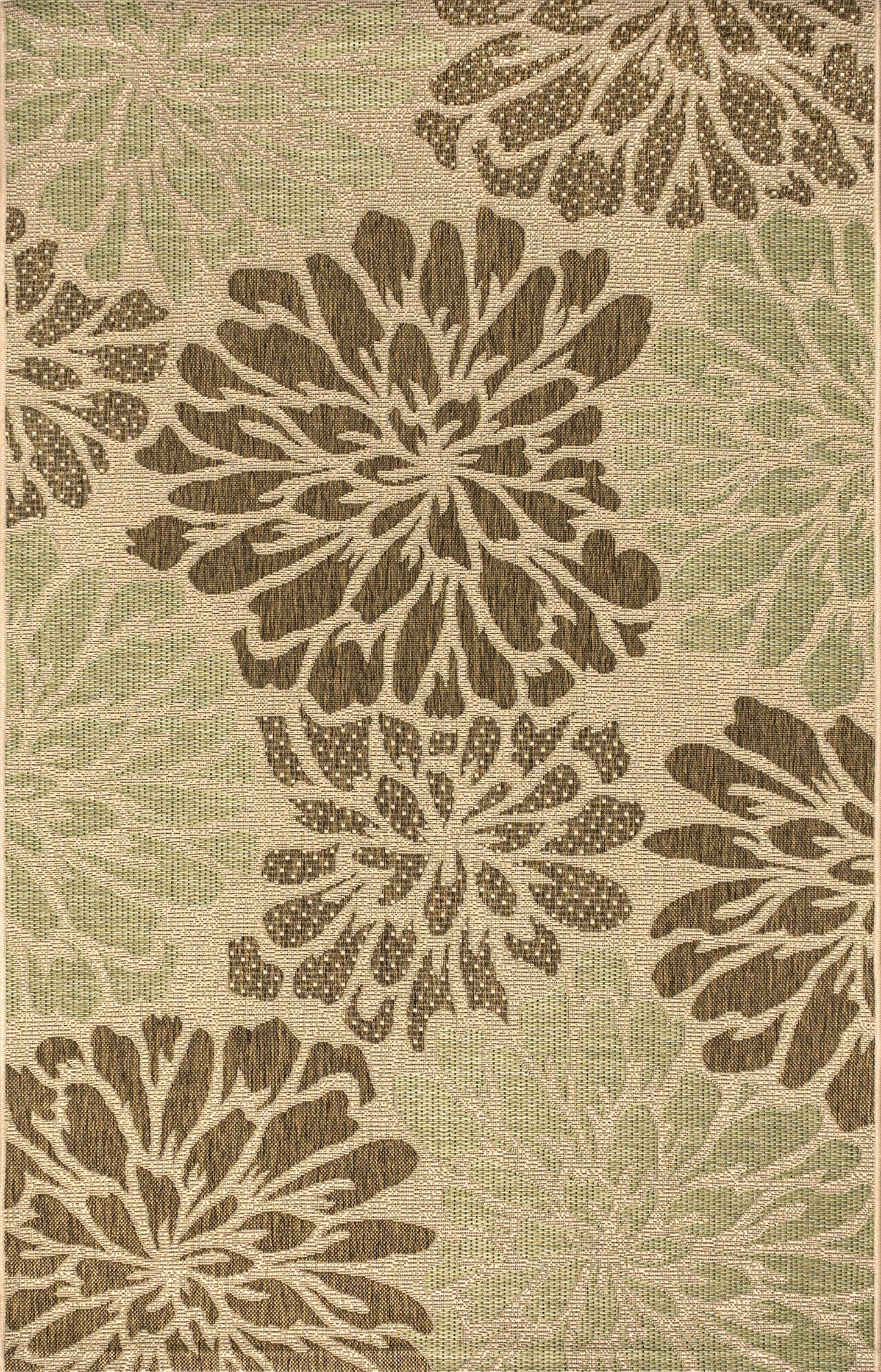 JONATHAN Y Floral Textured Weave Indoor Outdoor Area Rug 8X10 Sage/Brown, Zinnia Modern for Backyard, Patio, Porch, Easy-Cleaning, High Traffic, Pet-Friendly, Non-Shedding (SMB110A-8)