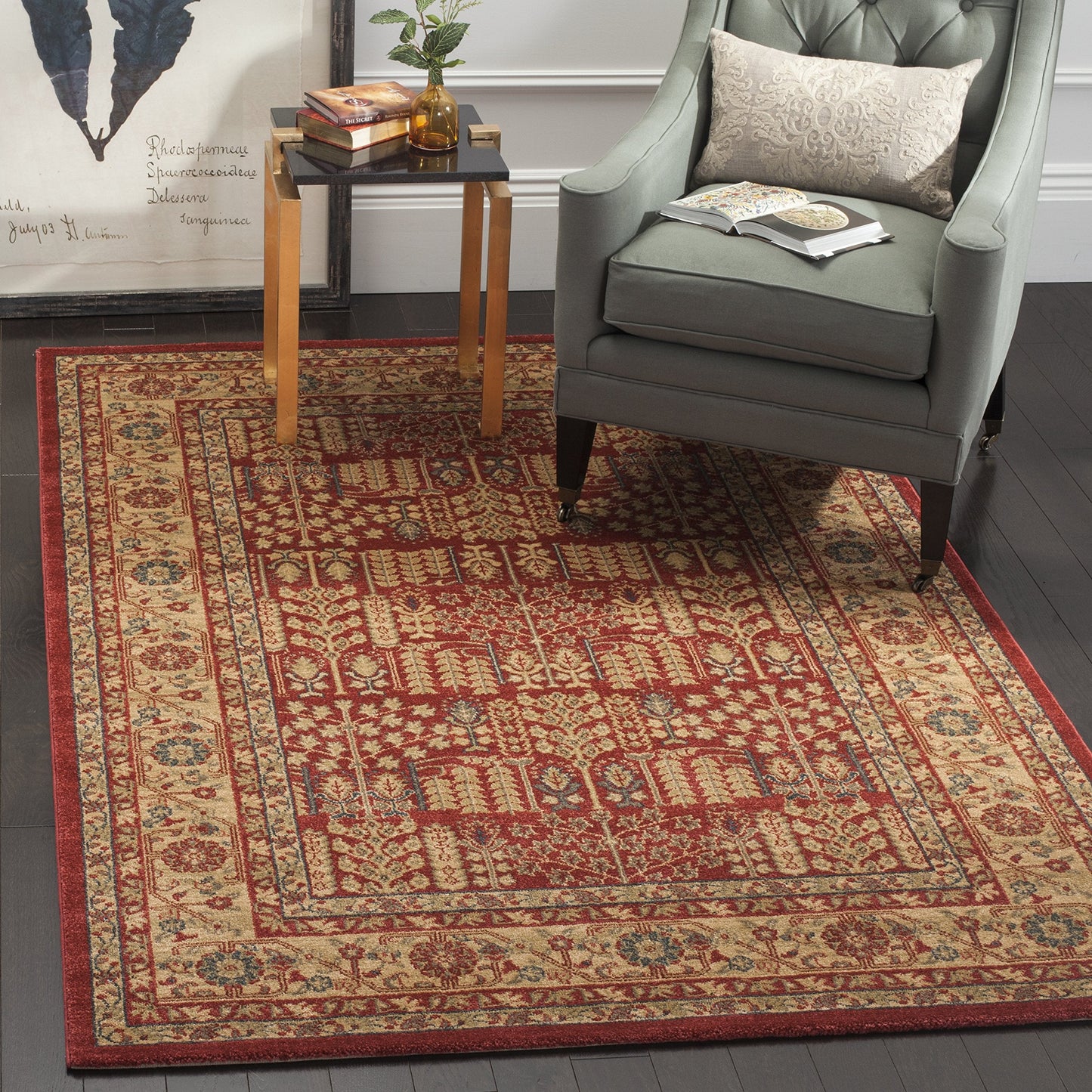 SAFAVIEH Mahal Collection Accent Rug - 3' x 5', Red & Natural, Traditional Oriental Design, Non-Shedding & Easy Care, Ideal for High Traffic Areas in Entryway, Living Room, Bedroom (MAH697A)