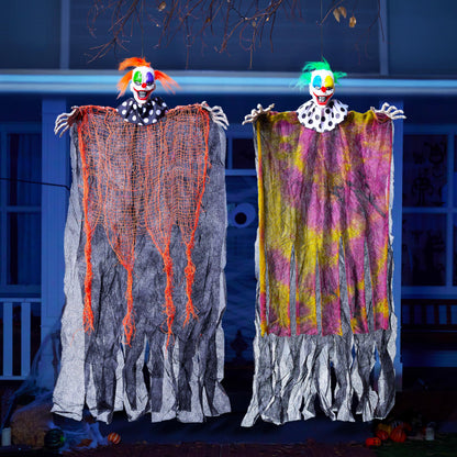 JOYIN 4 Pcs 29” Hanging Clown Halloween Decorations Outdoor, Haunted House Decor Props Front Porch Party Supplies Garden Yard Lawn Scary Horror