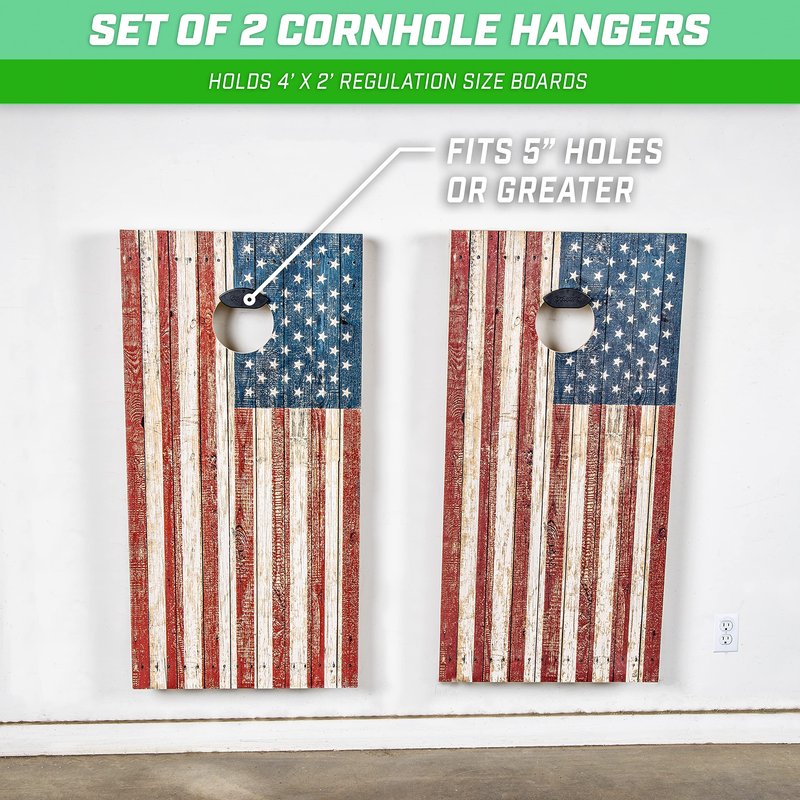 GoSports Wall Mounted Cornhole Board Hangers - Set of 2 - Includes Bean Bag Tote