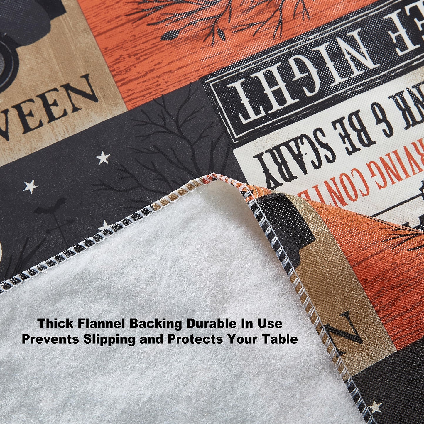 Newbridge Halloween Rustic Spooky Farm 60 x 84 Inch Rectangle Vinyl Tablecloth with Flannel Backing