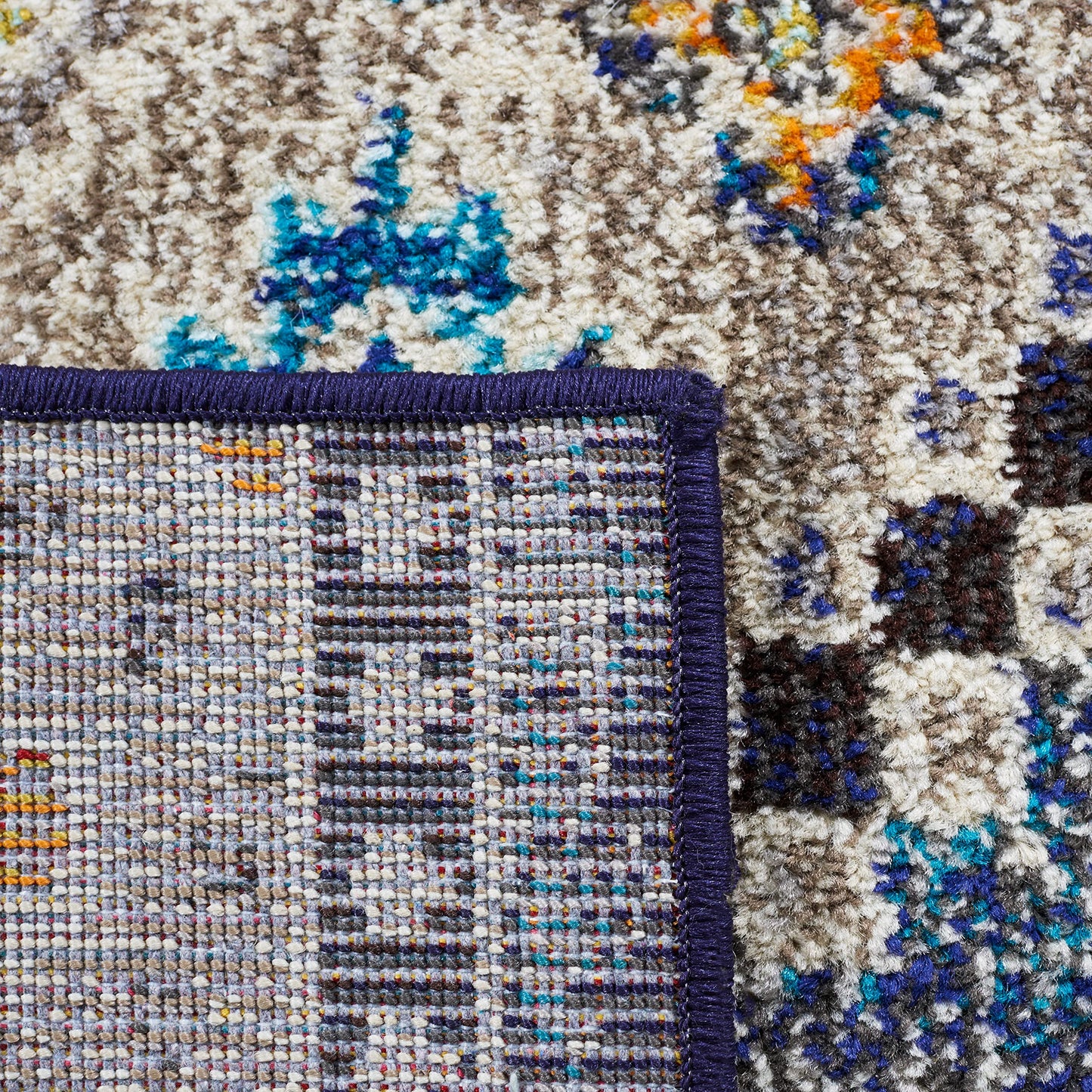 SAFAVIEH Area Rug 8x10 - Madison Collection - Large - Navy & Beige, Boho Tribal Distressed Design, Non-Shedding & Easy Cleaning, Ideal for Living Room, Bedroom, Office, Dining Space (MAD481N)