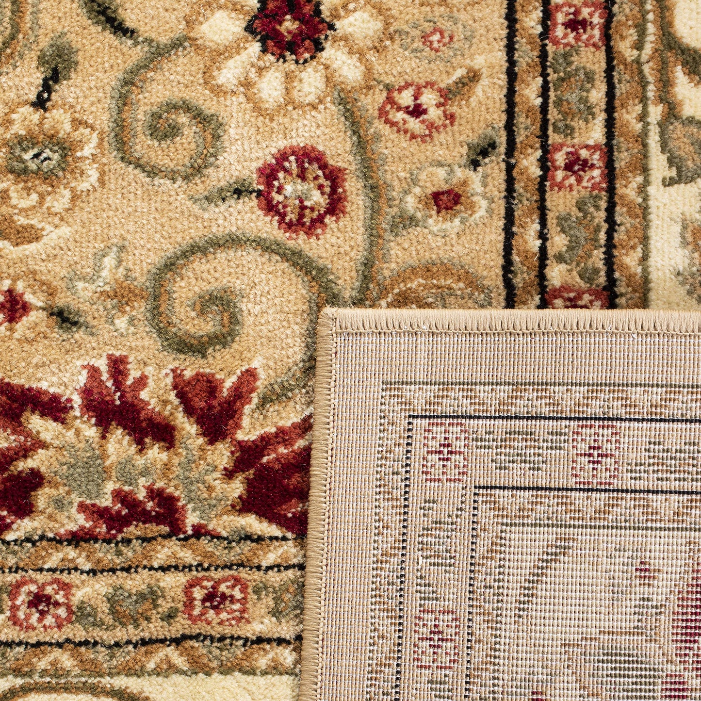SAFAVIEH Lyndhurst Collection Area Rug - 8' x 10', Beige & Ivory, Traditional Oriental Design, Non-Shedding & Easy Care, Ideal for High Traffic Areas in Living Room, Bedroom (LNH212D)