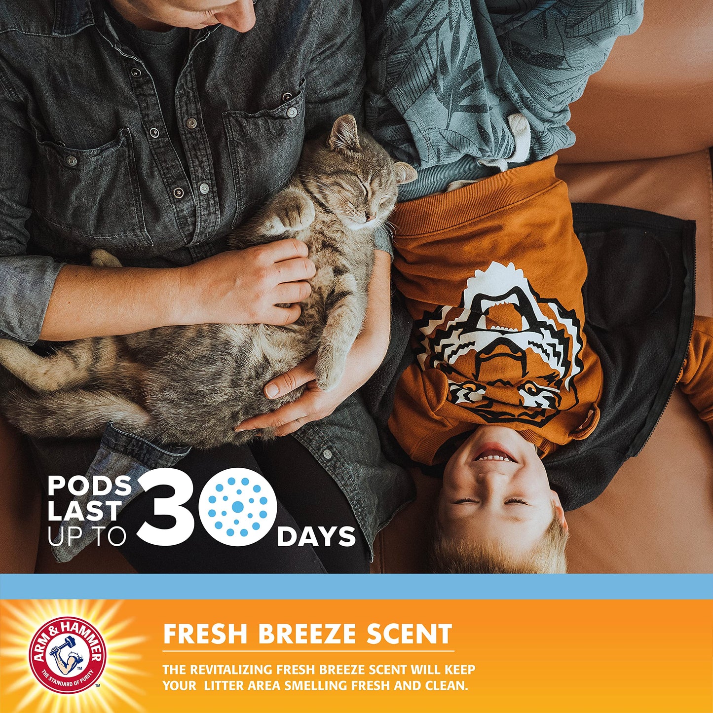 Arm & Hammer Pets Cat Litter Box Deodorizing Pods 2 pods, Fresh Breeze Scent | 2 Cat Litter Box Deodorizer from Arm and Hammer | Combats Cat Odors | 2 Adhesive Devices