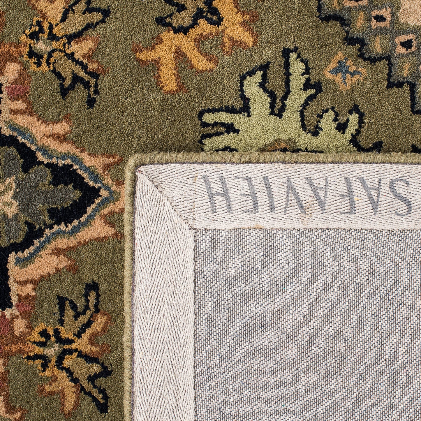 SAFAVIEH Area Rug 11x15 - Heritage Collection - Large - Green & Light Brown, Handmade Wool, Traditional Oriental Medallion Design, Ideal for Living Room, Bedroom, Dining Space (HG625Y)