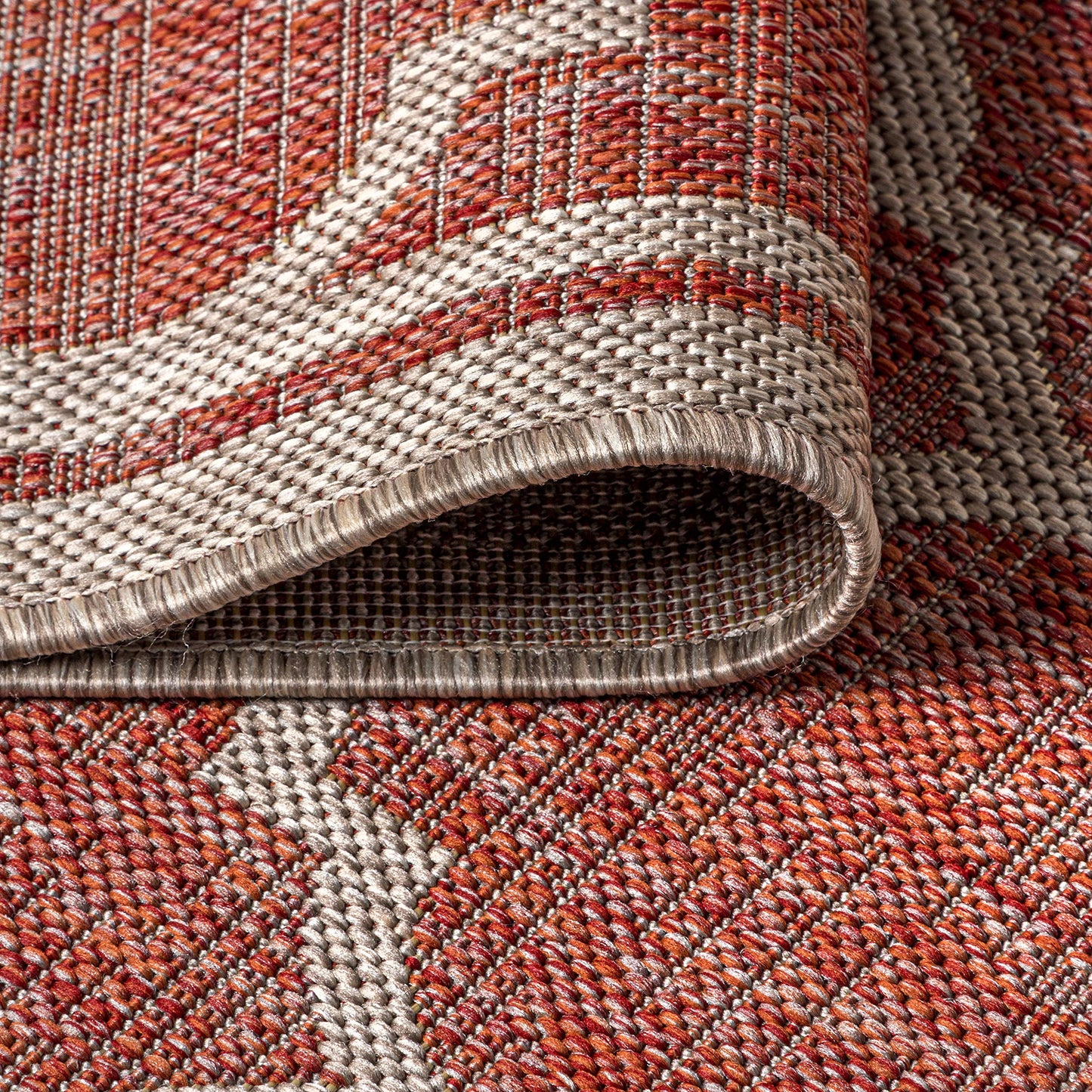 JONATHAN Y Moroccan Trellis Indoor Outdoor Area Rug 9X12 Red/Beige, Trebol Textured Weave for Backyard, Patio, Porch, Easy-Cleaning, High Traffic, Pet-Friendly, Non-Shedding (SMB109C-9)