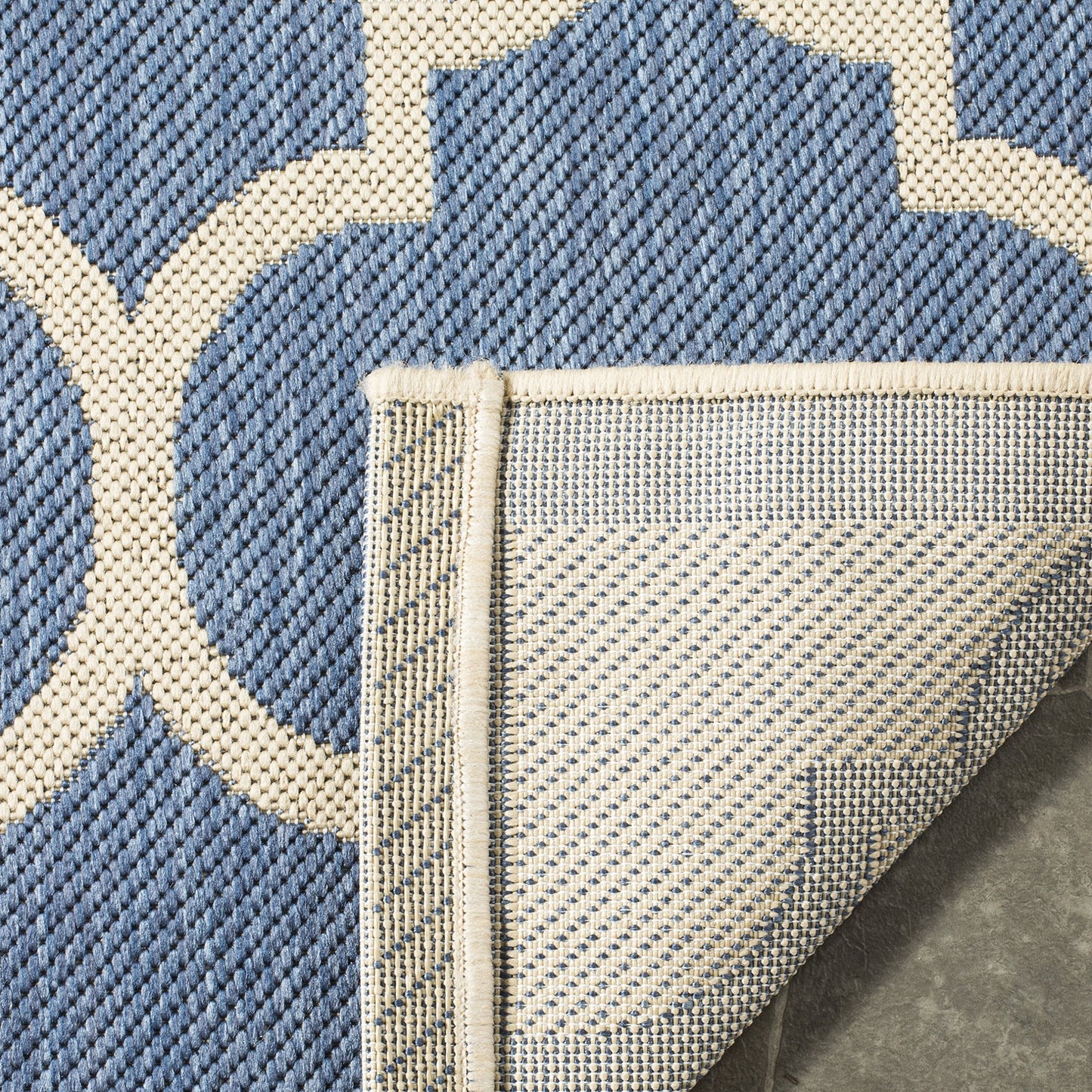 SAFAVIEH Washable Rug Outdoor Courtyard Collection - 9' x 12', Blue & Beige, Non-Shedding & Easy Cleaning, Ideal for Patio, Backyard, Mudroom (CY6914-243)
