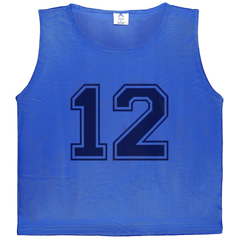 Athllete Youth Soccer Pinnies - Numbered 12 Pack, Lightweight, Breathable, Large