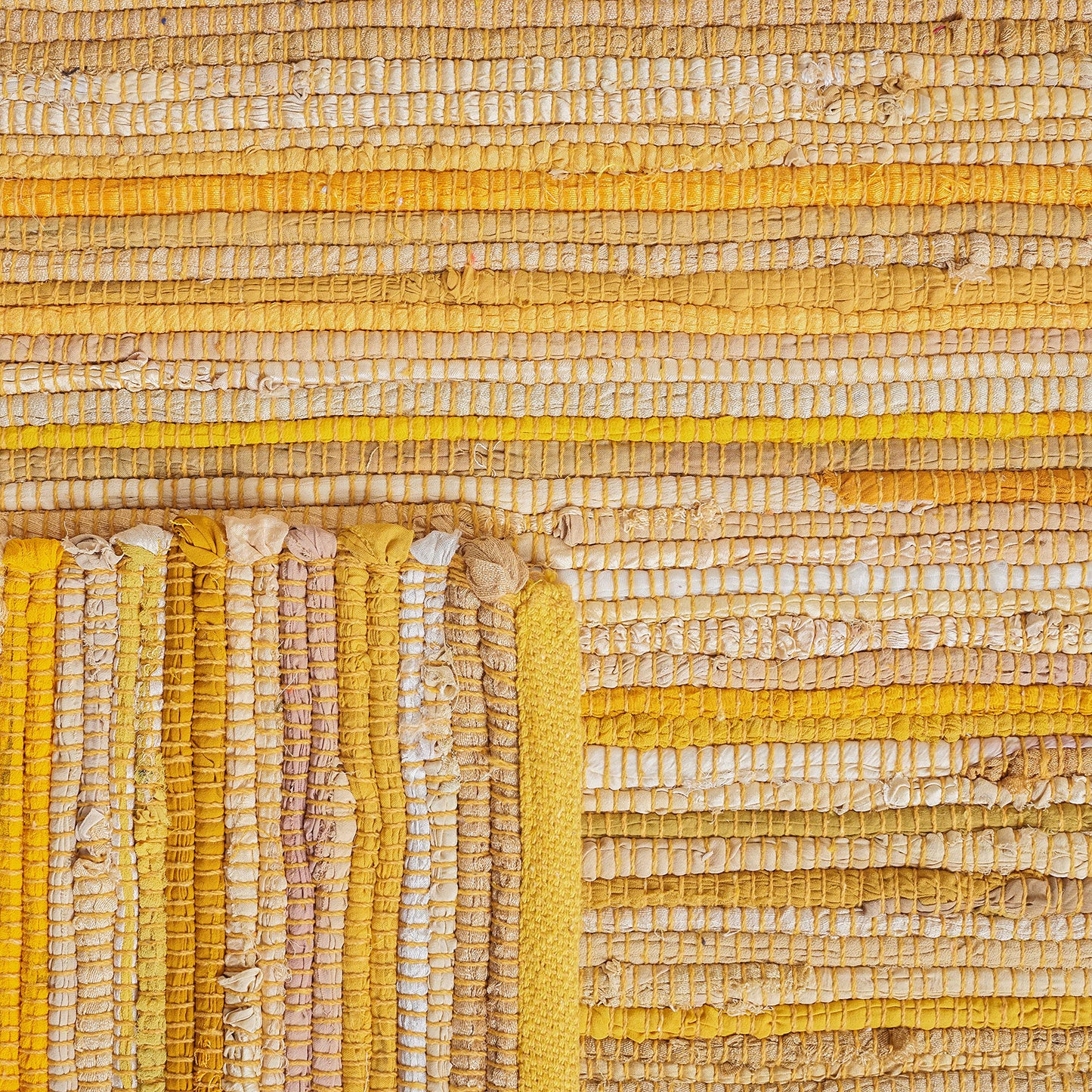 SAFAVIEH Area Rug 8x10 - Rag Rug Collection - Large - Yellow & Multi, Handmade Cotton, Boho Stripe Pattern, Ideal for Living Room, Bedroom, Office, Dining Space (RAR130H)