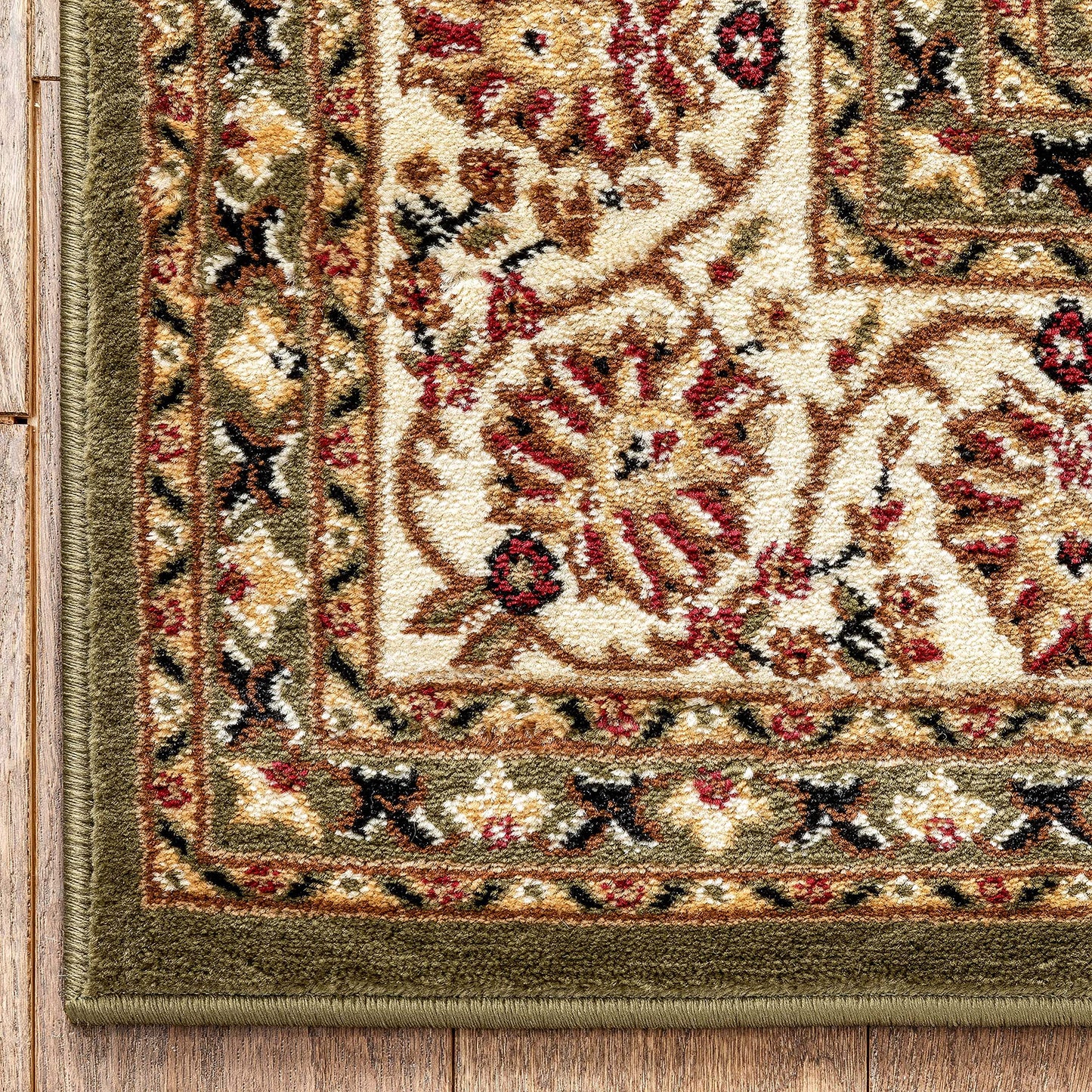 Well Woven Barclay Sarouk Green Traditional Area Rug 5'3" X 7'3"